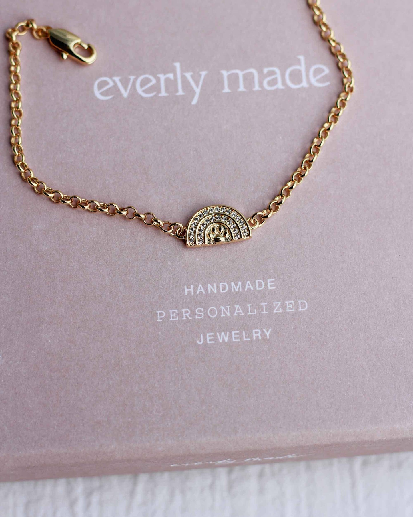 Rainbow Bridge Pet Loss Bracelet: Gold Plated