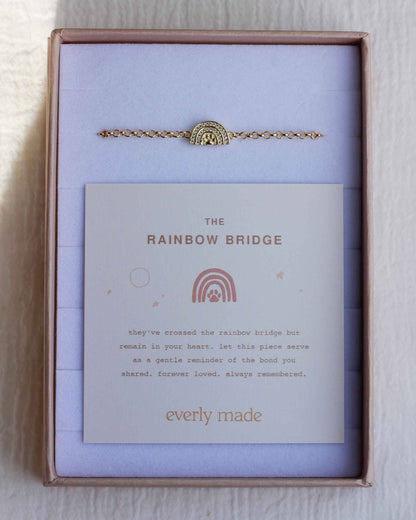 Rainbow Bridge Pet Loss Bracelet: Gold Plated