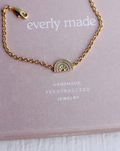 Rainbow Bridge Pet Loss Bracelet: Gold Plated
