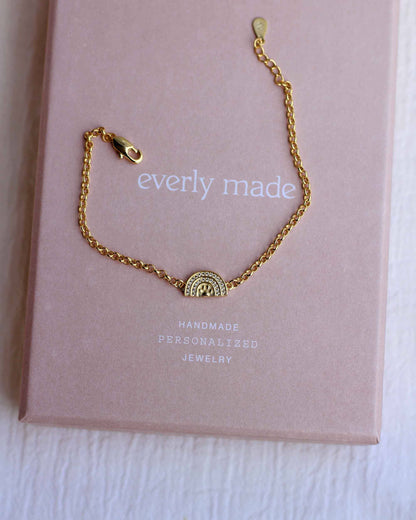Rainbow Bridge Pet Loss Bracelet: Gold Plated